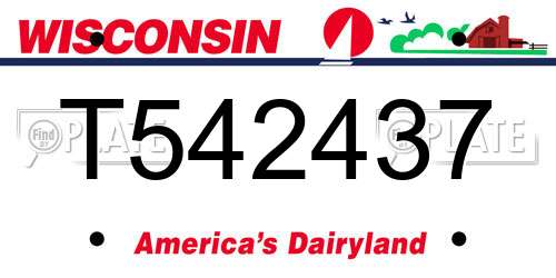 T542437 Wisconsin License Plate