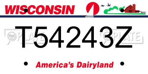 T54243Z Wisconsin License Plate
