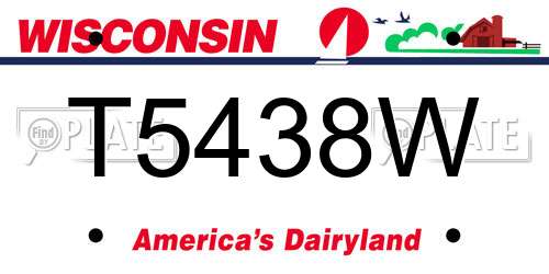 T5438W Wisconsin License Plate