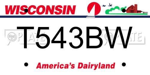 T543BW Wisconsin License Plate