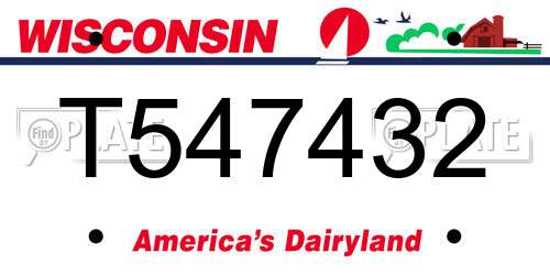 T547432 Wisconsin License Plate
