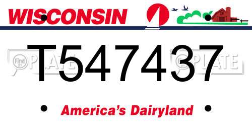T547437 Wisconsin License Plate