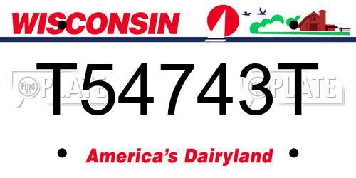 T54743T Wisconsin License Plate