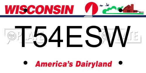 T54ESW Wisconsin License Plate