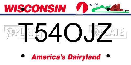 T54OJZ Wisconsin License Plate