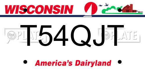 T54QJT Wisconsin License Plate