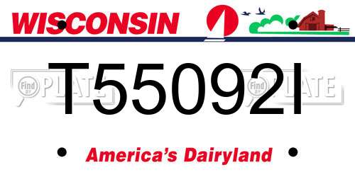 T55092I Wisconsin License Plate