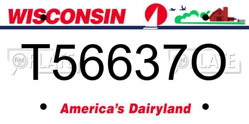 T56637O Wisconsin License Plate