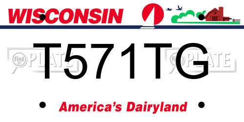 T571TG Wisconsin License Plate