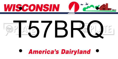 T57BRQ Wisconsin License Plate