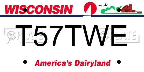 T57TWE Wisconsin License Plate