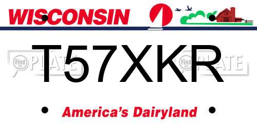 T57XKR Wisconsin License Plate