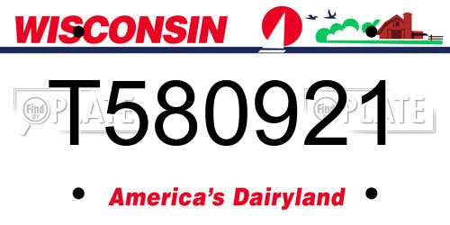 T580921 Wisconsin License Plate