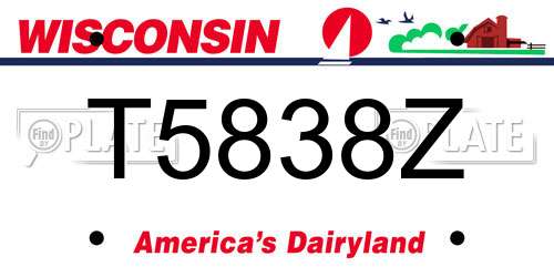 T5838Z Wisconsin License Plate