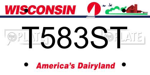 T583ST Wisconsin License Plate