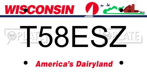 T58ESZ Wisconsin License Plate