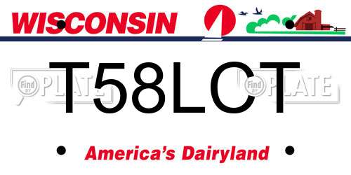 T58LCT Wisconsin License Plate