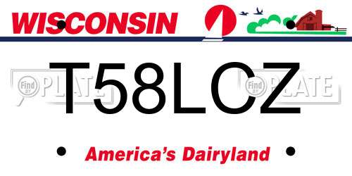 T58LCZ Wisconsin License Plate