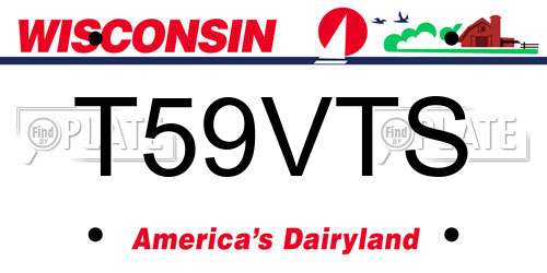 T59VTS Wisconsin License Plate
