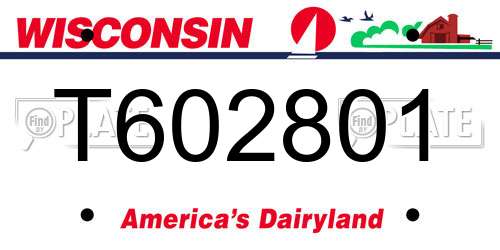 T602801 Wisconsin License Plate