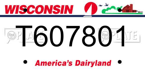 T607801 Wisconsin License Plate