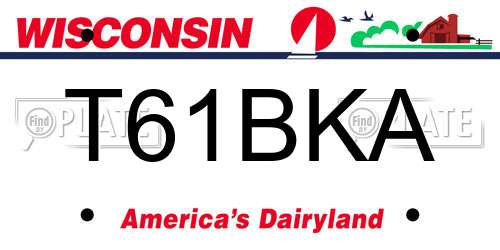 T61BKA Wisconsin License Plate