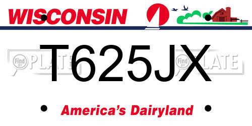 T625JX Wisconsin License Plate