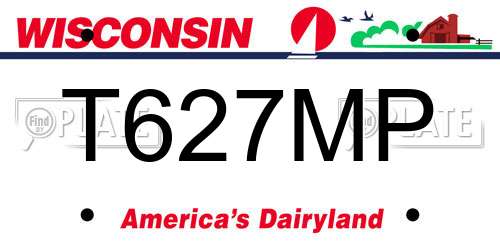 T627MP Wisconsin License Plate