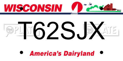 T62SJX Wisconsin License Plate