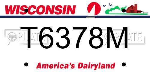 T6378M Wisconsin License Plate