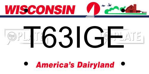 T63IGE Wisconsin License Plate