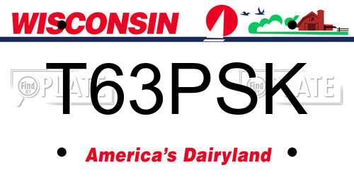 T63PSK Wisconsin License Plate