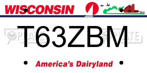 T63ZBM Wisconsin License Plate