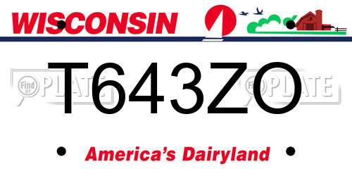 T643ZO Wisconsin License Plate