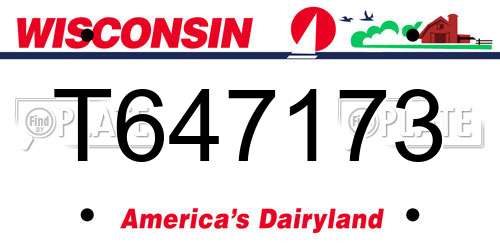 T647173 Wisconsin License Plate