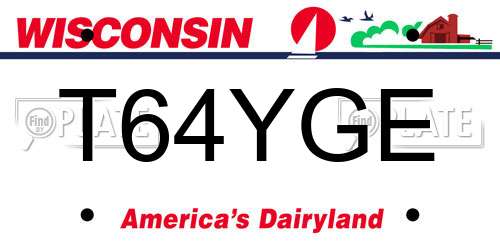 T64YGE Wisconsin License Plate
