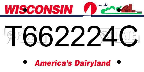 T662224C Wisconsin License Plate