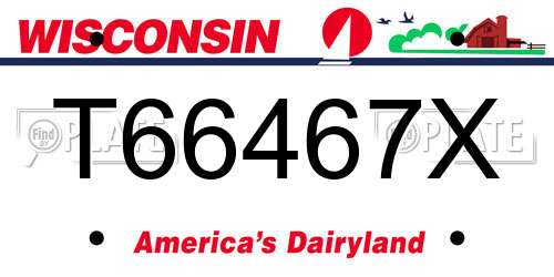 T66467X Wisconsin License Plate