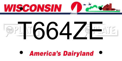 T664ZE Wisconsin License Plate