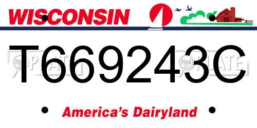 T669243C Wisconsin License Plate
