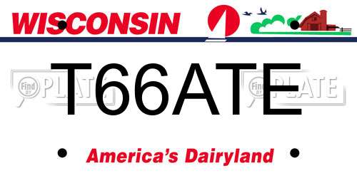 T66ATE Wisconsin License Plate