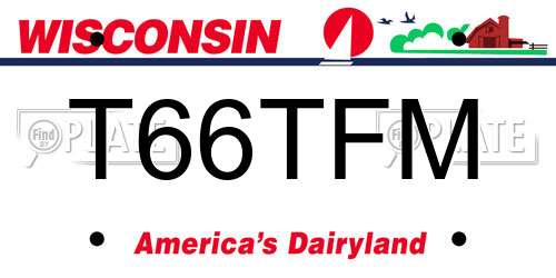 T66TFM Wisconsin License Plate