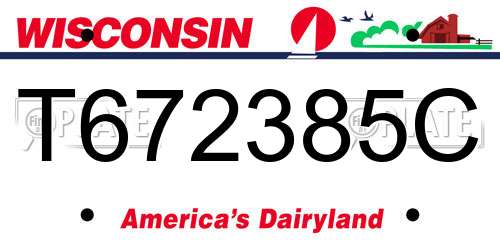 T672385C Wisconsin License Plate