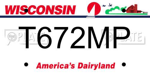 T672MP Wisconsin License Plate