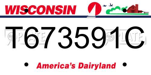 T673591C Wisconsin License Plate