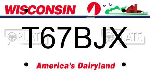 T67BJX Wisconsin License Plate