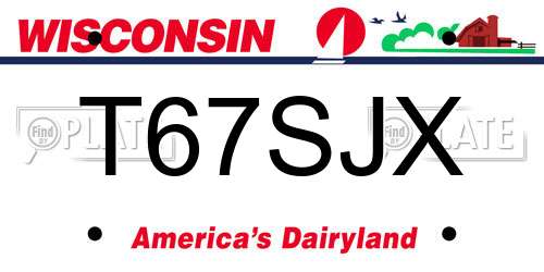 T67SJX Wisconsin License Plate