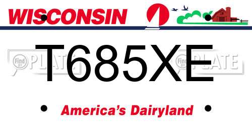 T685XE Wisconsin License Plate