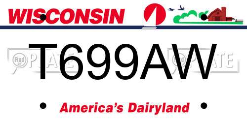 T699AW Wisconsin License Plate