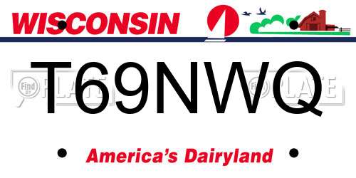 T69NWQ Wisconsin License Plate